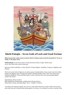 Shichi Fukujin – Seven Gods of Luck and Good Fortune