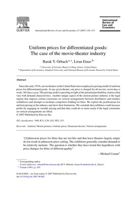 Uniform Prices for Differentiated Goods: the Case of the Movie-Theater Industry
