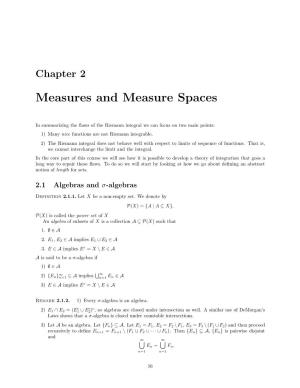 Measures and Measure Spaces