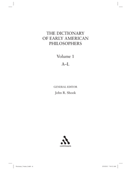 The Dictionary of Early American Philosophers