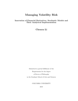 Managing Volatility Risk