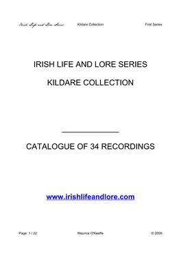 Irish Life and Lore Series Kildare Collection First Series