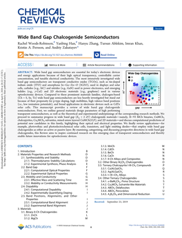 Wide Band Gap Chalcogenide Semiconductors # # Rachel Woods-Robinson, Yanbing Han, Hanyu Zhang, Tursun Ablekim, Imran Khan, Kristin A