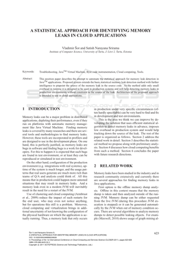 A Statistical Approach for Identifying Memory Leaks in Cloud Applications