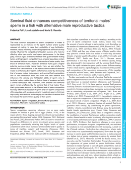 Seminal Fluid Enhances Competitiveness of Territorial Males’ Sperm in a Fish with Alternative Male Reproductive Tactics Federica Poli*, Lisa Locatello and Maria B