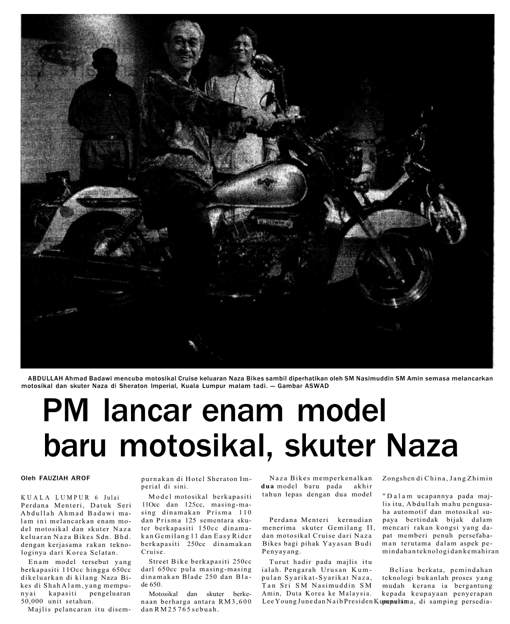 PM Lancar Enam Model Baru Motosikal, Skuter Naza