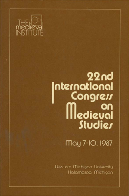 22Nd International Congress on Medieval Studies and Their Tentative Location in the Book Rooms