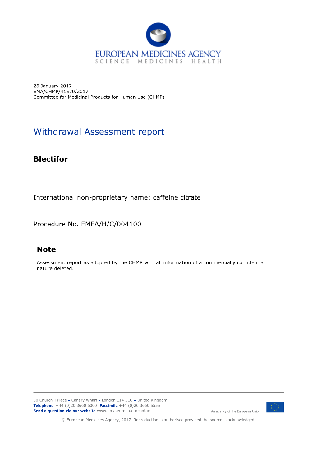 Blectifor,INN-Caffeine Citrate