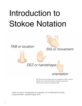 Introduction to Stokoe Notation