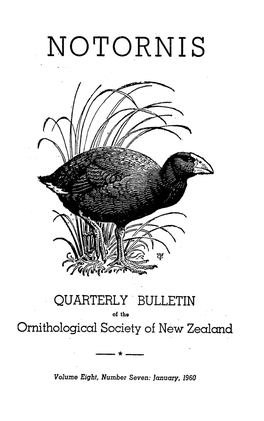 QUARTERLY BULLETIN of the Ornithological Society of New Zealand *