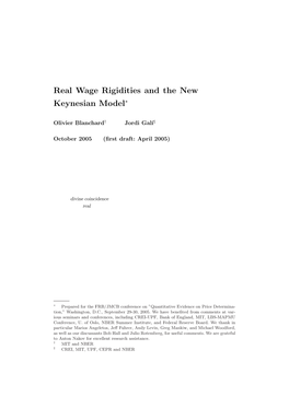 Real Wage Rigidities and the New Keynesian Model∗
