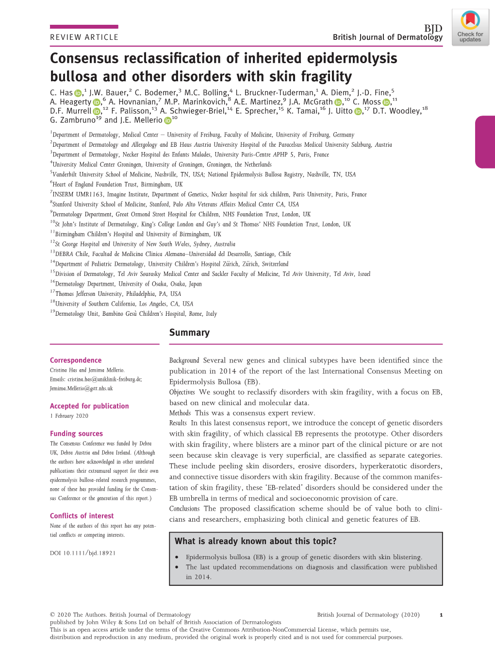 Consensus Reclassification of Inherited