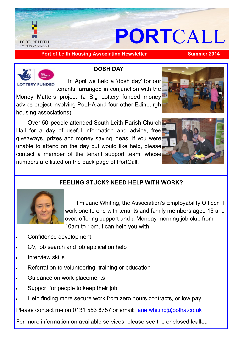 PORTCALL Port of Leith Housing Association Newsletter Summer 2014