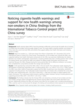 Noticing Cigarette Health Warnings and Support for New Health Warnings