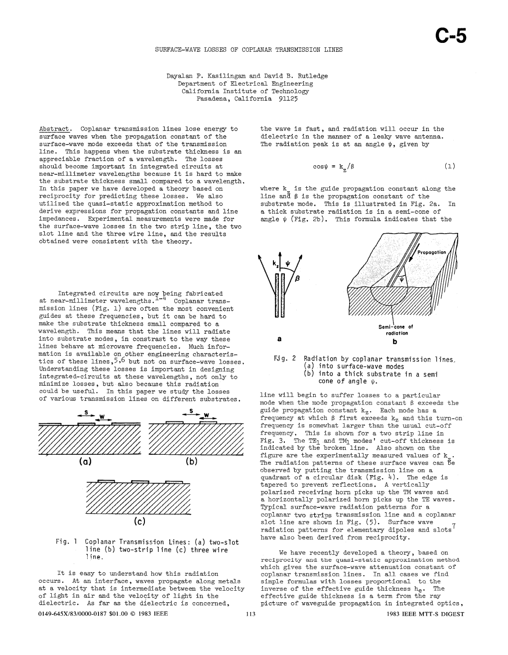 Surface-Wave Losses of Coplanar Transmission Lines