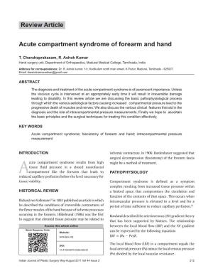 Acute Compartment Syndrome of Forearm and Hand Review Article