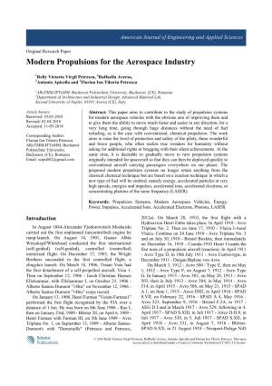 Modern Propulsions for the Aerospace Industry