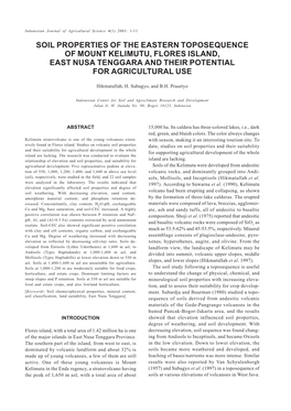 Soil Properties of the Eastern Toposequence of Mount Kelimutu, Flores Island, East Nusa Tenggara and Their Potential for Agricultural Use