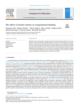 The Effects of Mental Rotation on Computational Thinking