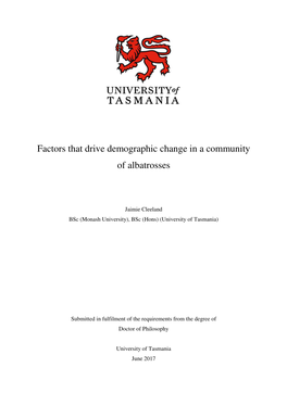 Factors That Drive Demographic Change in a Community of Albatrosses