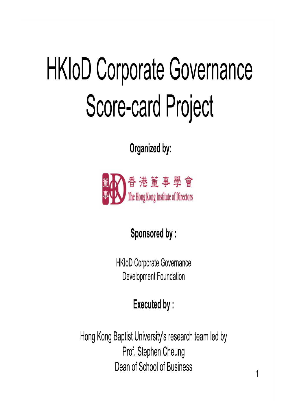 Hkiod Corporate Governance Score-Card Project
