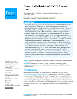 Numerical Behavior of NVIDIA Tensor Cores