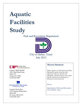 Aquatic Facilities Study Park and Recreation Department