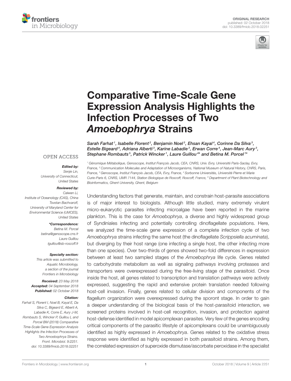 Comparative Time-Scale Gene Expression Analysis Highlights the Infection Processes of Two Amoebophrya Strains
