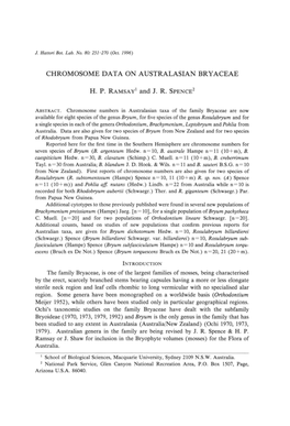 Chromosome Data on Australasian Bryaceae