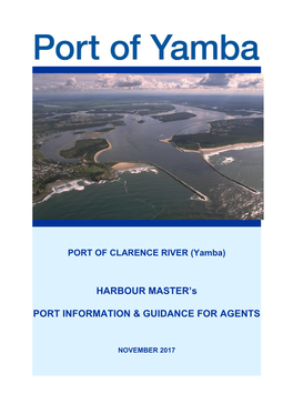 Port of Yamba Harbour Master's Port Information and Guidance for Agents