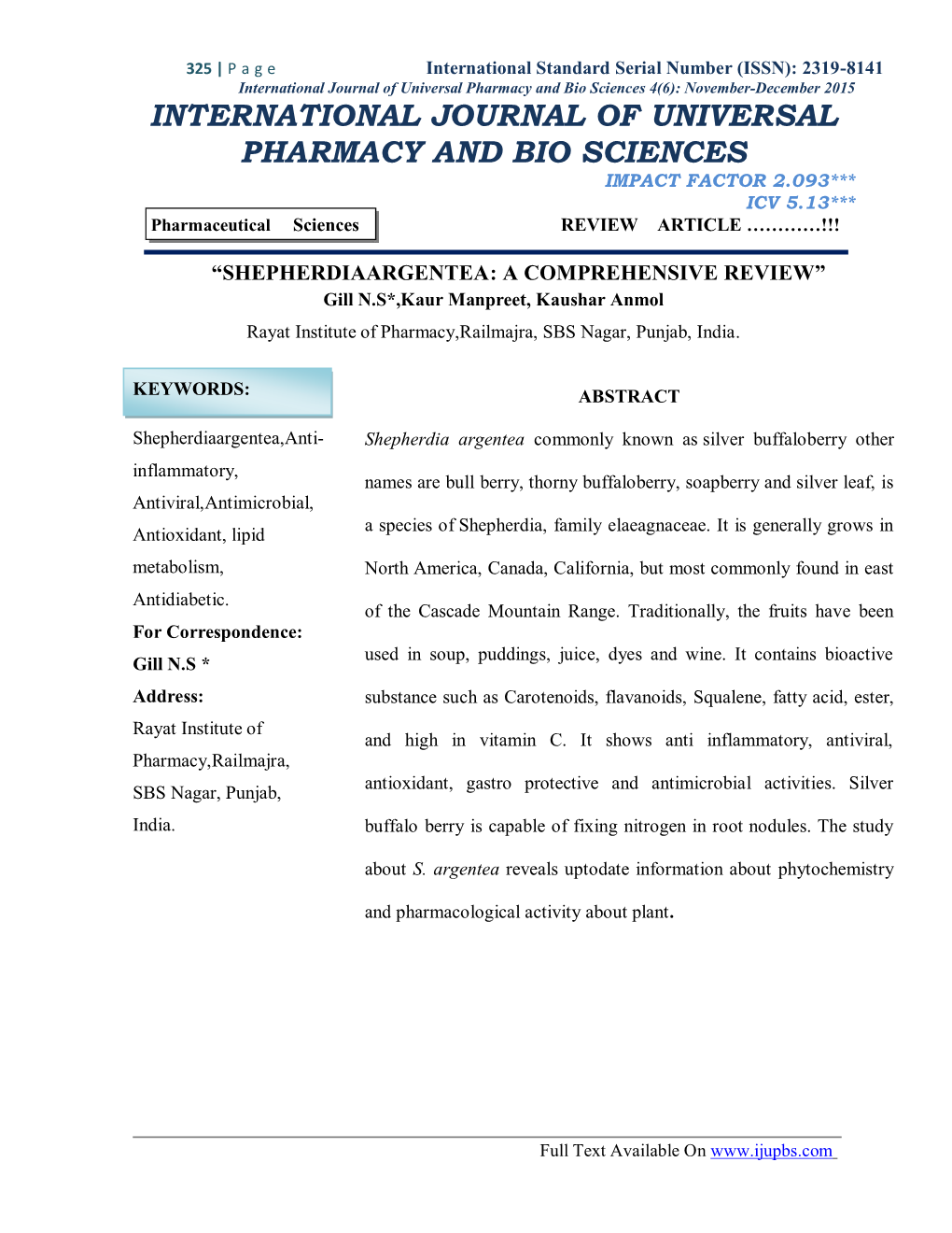 International Journal of Universal Pharmacy and Bio