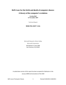 Bell's Law for the Birth and Death of Computer Classes
