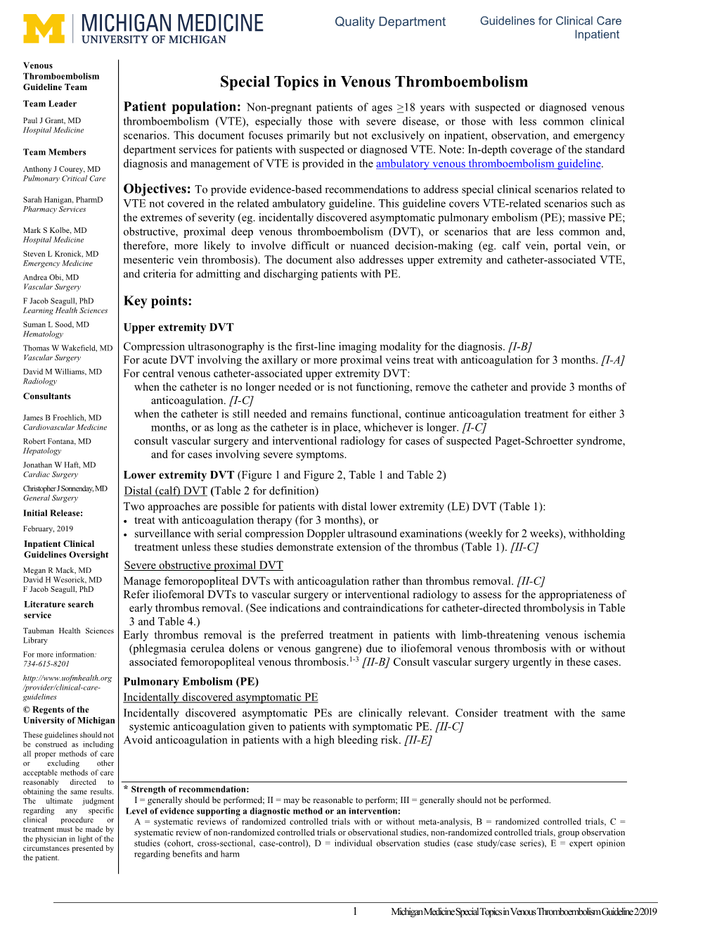 Special Topics in Venous Thromboembolism