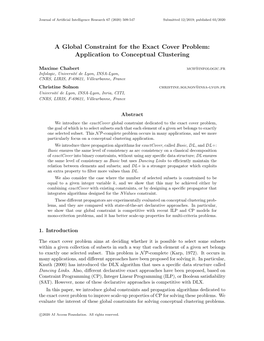 A Global Constraint for the Exact Cover Problem: Application to Conceptual Clustering