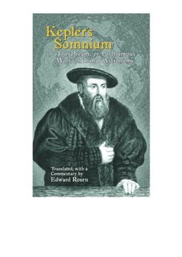 Kepler's Somnium: Science Fiction and the Renaissance Scientist