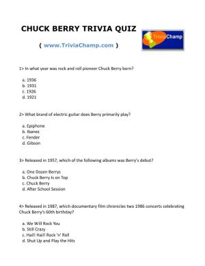Chuck Berry Trivia Quiz