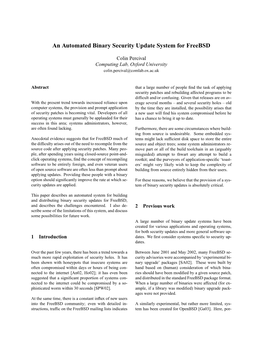 An Automated Binary Security Update System for Freebsd