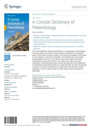 A Concise Dictionary of Paleontology Second Edition