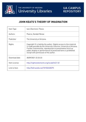 JOHN KEATS's THEORY of IMAGINATION by KENDALL