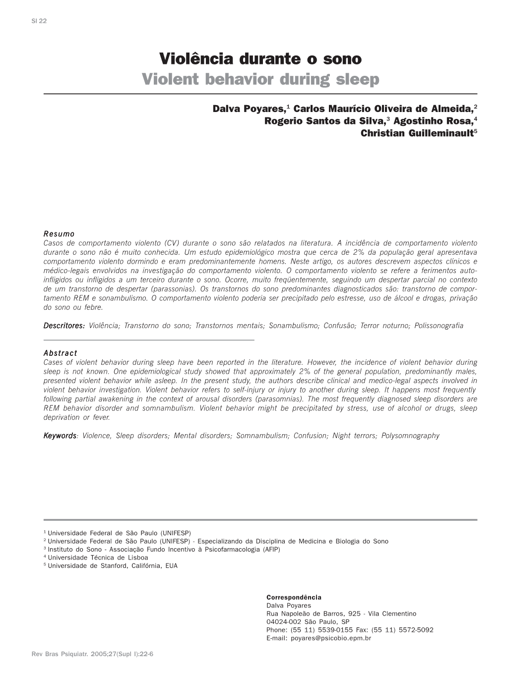 Violent Behavior During Sleep Violência Durante O Sono