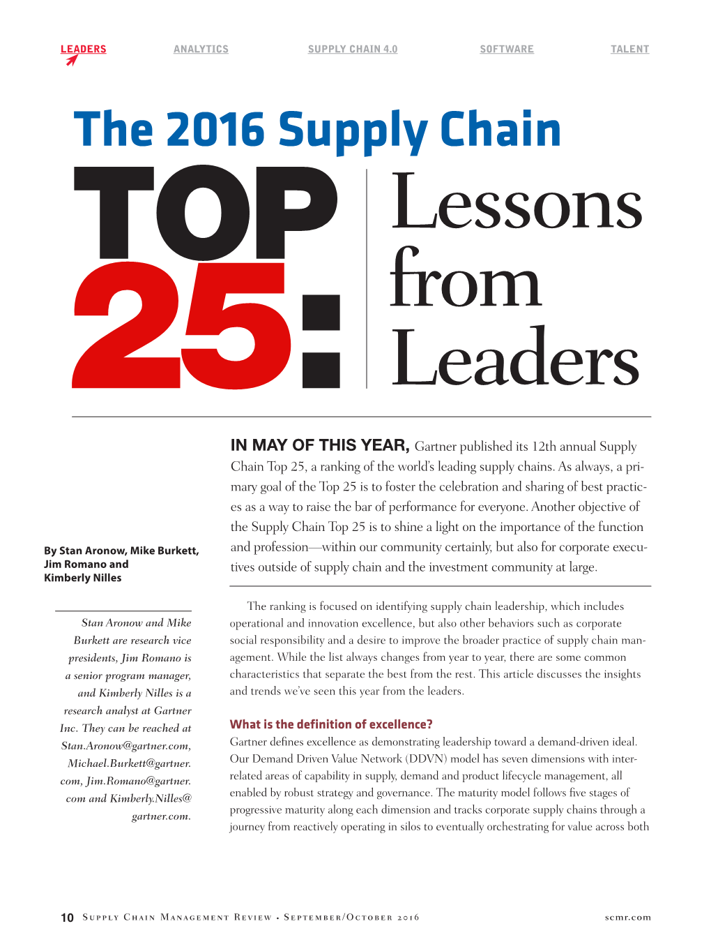 The Gartner Supply Chain Top 25 for 2016