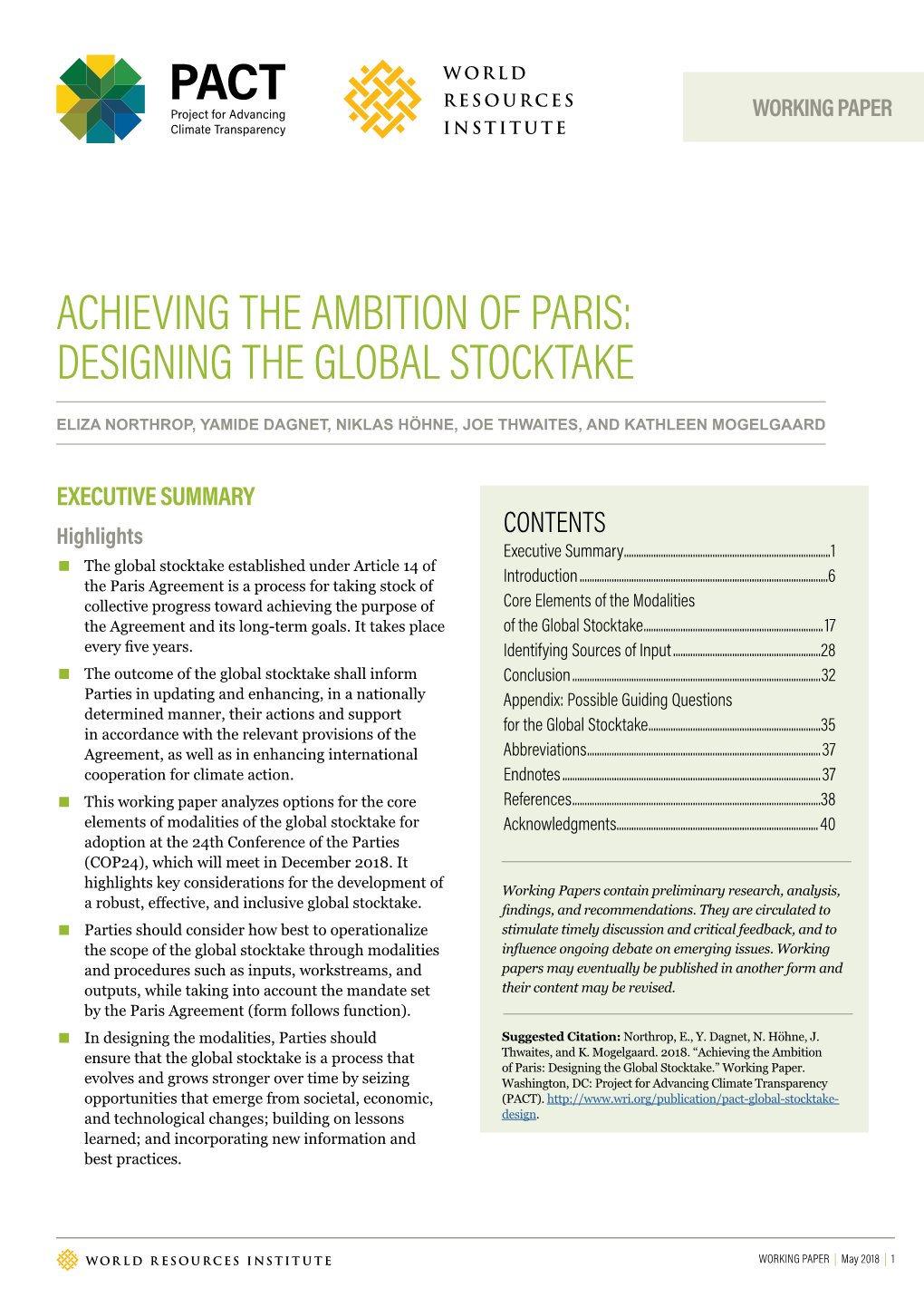 Designing the Global Stocktake