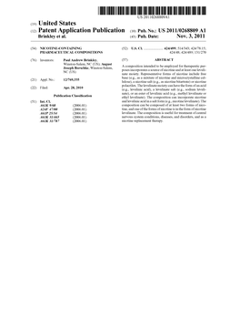 (12) Patent Application Publication (10) Pub. No.: US 2011/0268809 A1 Brinkley Et Al