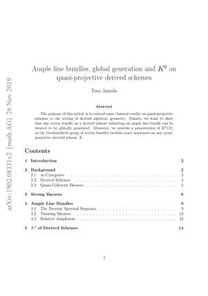 Ample Line Bundles, Global Generation and $ K 0 $ on Quasi-Projective