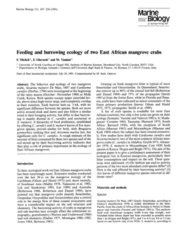 Feeding and Burrowing Ecology of Two East African Mangrove Crabs