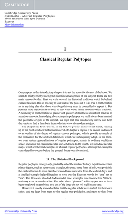 Classical Regular Polytopes