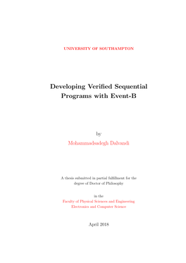 Developing Verified Sequential Programs with Event-B