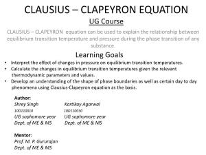 Clausius – Clapeyron Equation