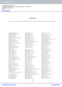 Shakespeare Survey 52: Shakespeare and the Globe Edited by Stanley Wells Index More Information