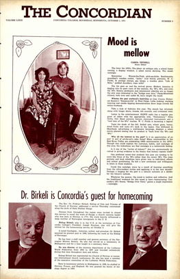 Mood Is Mellow Dr. Birkeli Is Concordia's Guest for Homecoming